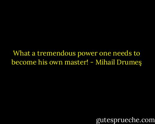 What a tremendous power one needs to become his own master! - Mihail Drumeş