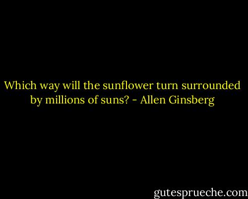 Which way will the sunflower turn surrounded by millions of suns? - Allen Ginsberg
