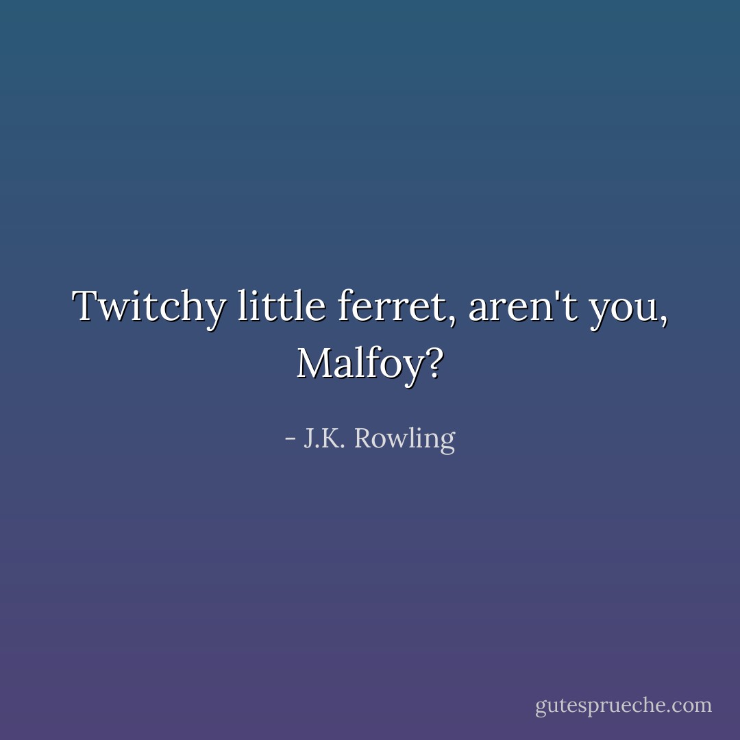 Twitchy little ferret, aren't you, Malfoy? - J.K. Rowling
