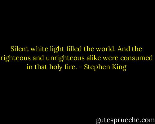 Silent white light filled the world. And the righteous and unrighteous alike were consumed in that holy fire. - Stephen King
