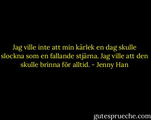 Jag ville inte att min kärlek en dag skulle slockna som en fallande stjärna. Jag ville att den skulle brinna för alltid. - Jenny Han