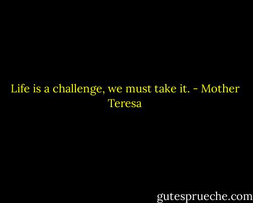 Life is a challenge, we must take it. - Mother Teresa