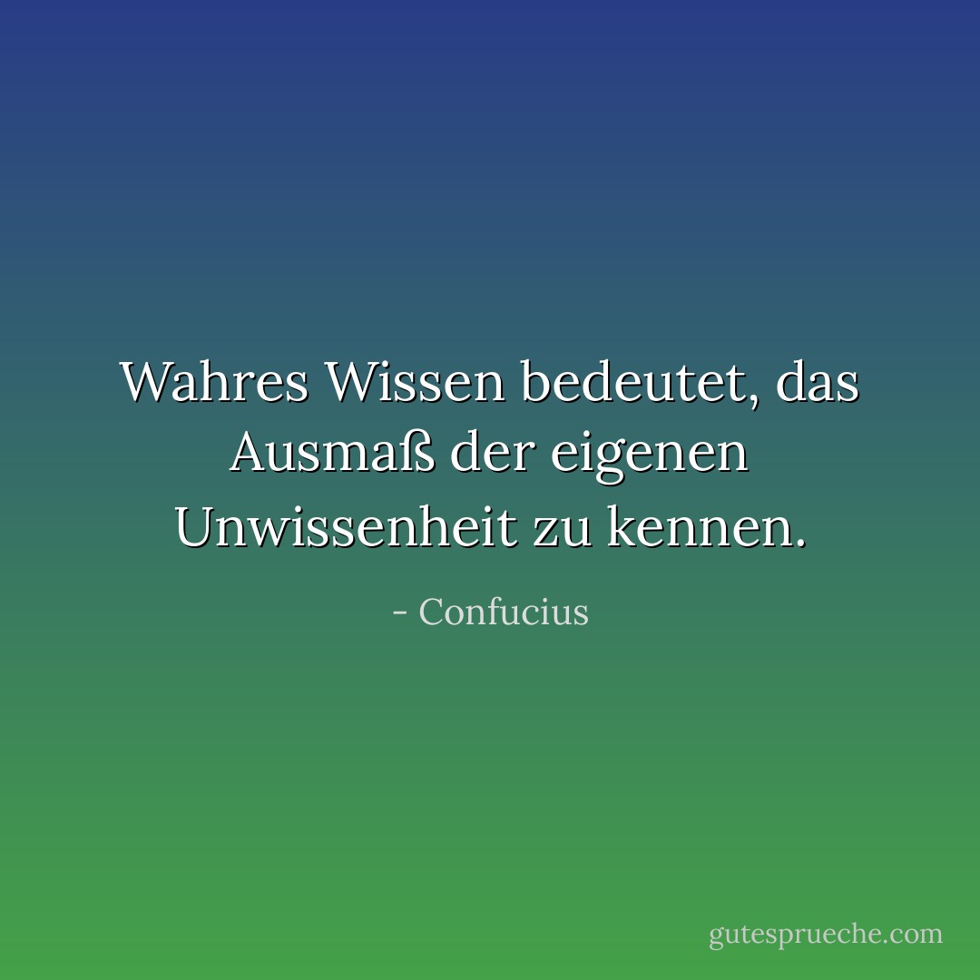 Wahres Wissen bedeutet, das Ausmaß der eigenen Unwissenheit zu kennen. - Confucius<