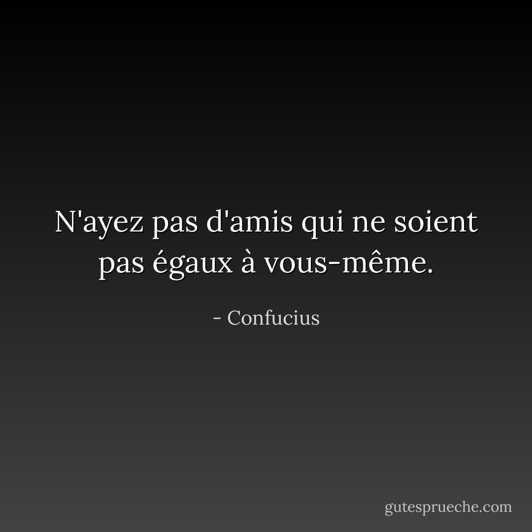 N'ayez pas d'amis qui ne soient pas égaux à vous-même. - Confucius