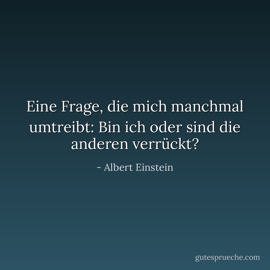 Eine Frage, die mich manchmal umtreibt: Bin ich oder sind die anderen verrückt? - Albert Einstein<