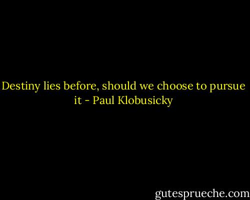 Destiny lies before, should we choose to pursue it - Paul Klobusicky