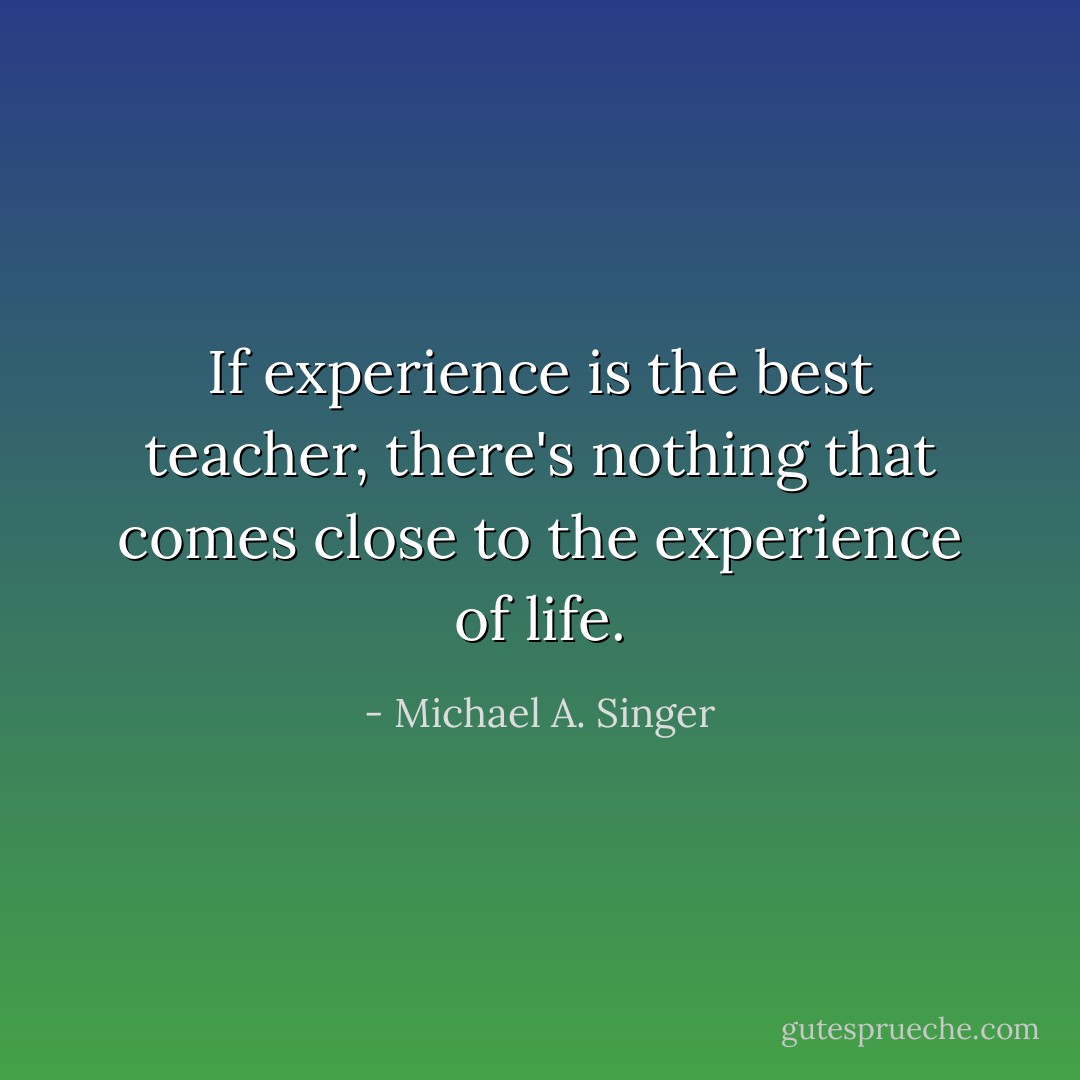 If experience is the best teacher, there's nothing that comes close to the experience of life. - Michael A. Singer