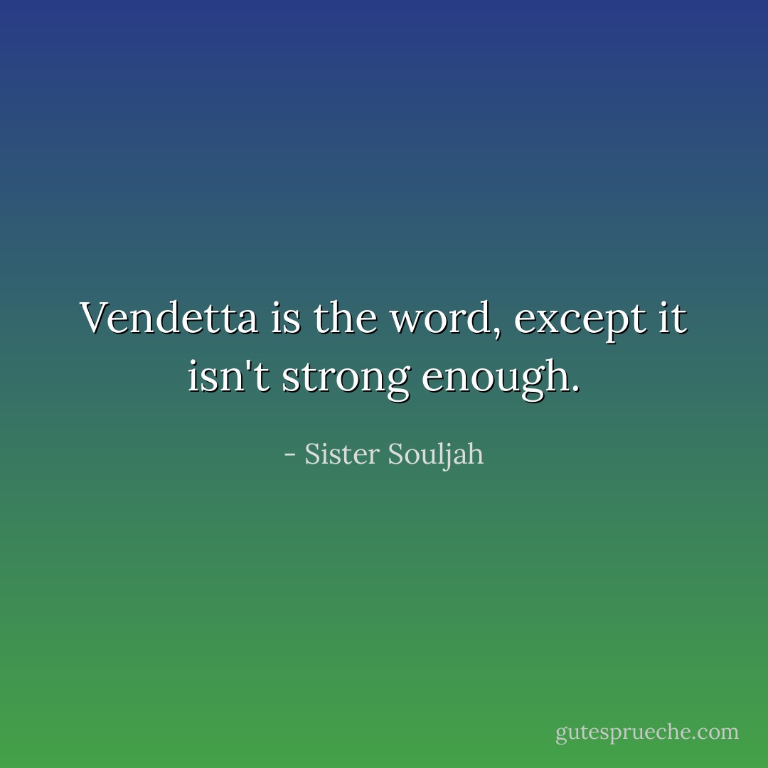 Vendetta is the word, except it isn't strong enough. - Sister Souljah