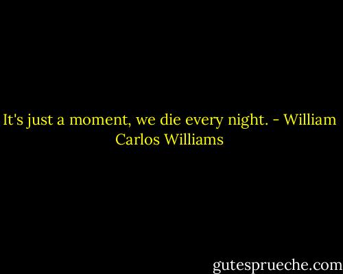 It's just a moment, we die every night. - William Carlos Williams