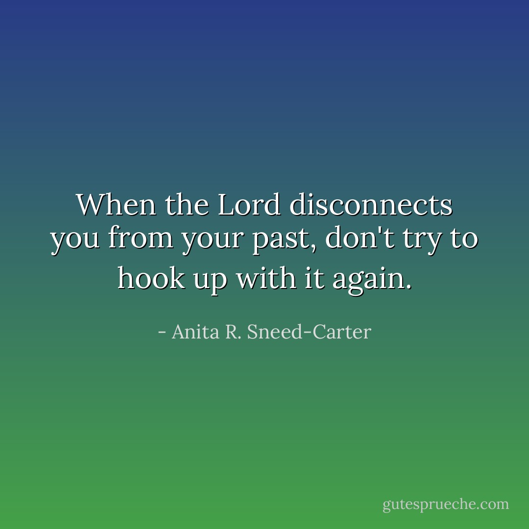 When the Lord disconnects you from your past, don't try to hook up with it again. - Anita R. Sneed-Carter