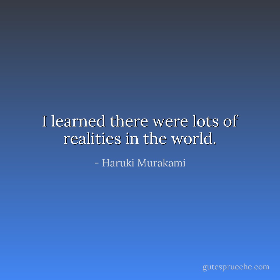 I learned there were lots of realities in the world. - Haruki Murakami