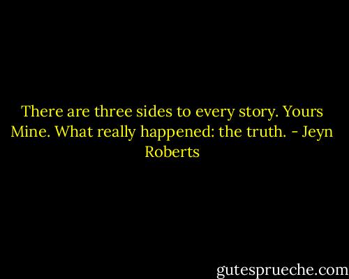 There are three sides to every story.<br />Yours<br />Mine.<br />What really happened: the truth. - Jeyn Roberts