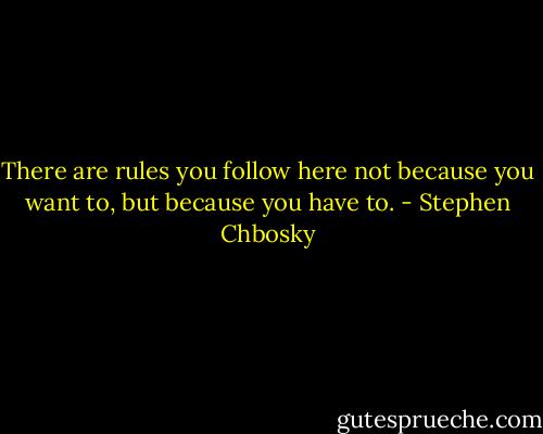 There are rules you follow here not because you want to, but because you have to. - Stephen Chbosky