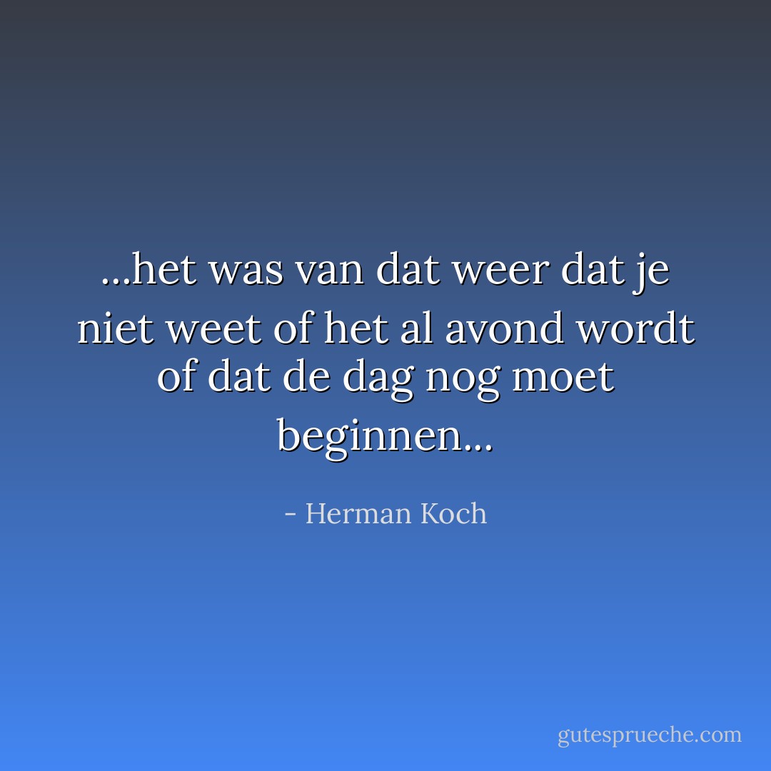 ...het was van dat weer dat je niet weet of het al avond wordt of dat de dag nog moet beginnen... - Herman Koch