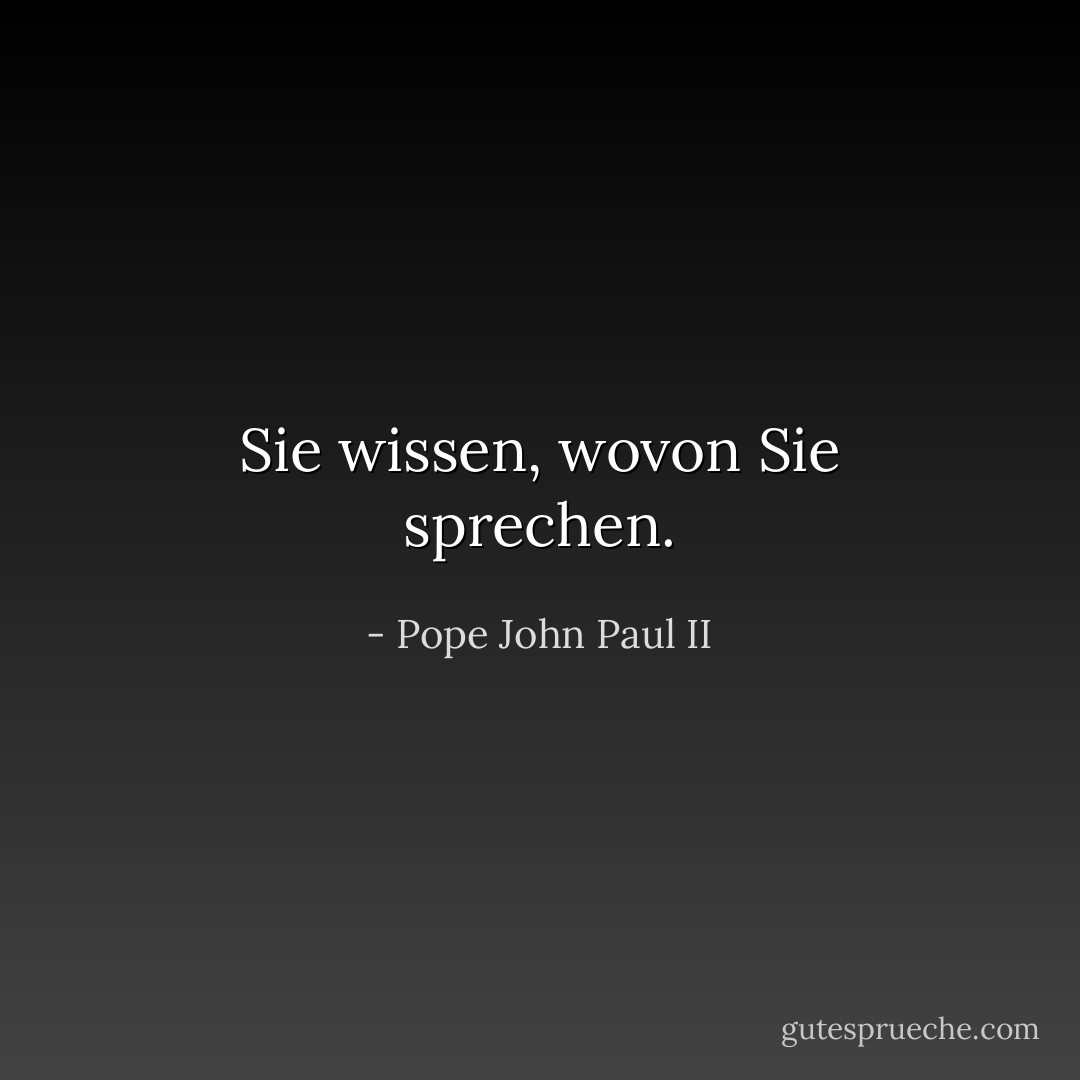 Sie wissen, wovon Sie sprechen. - Pope John Paul II<