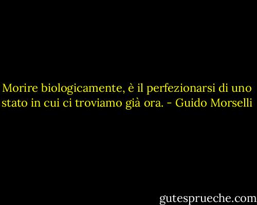 Morire biologicamente, è il perfezionarsi di uno stato in cui ci troviamo già ora. - Guido Morselli