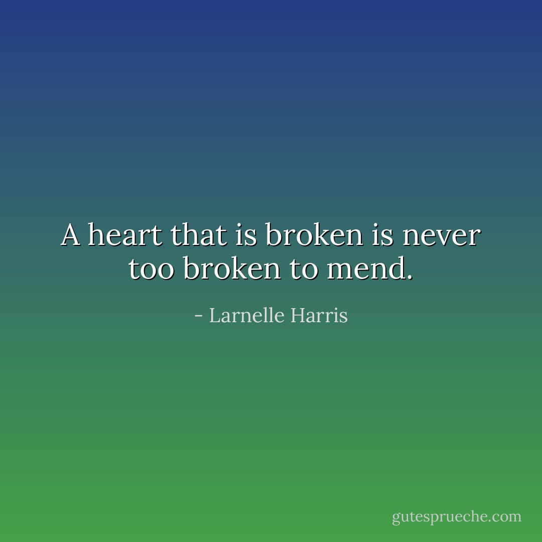 A heart that is broken is never too broken to mend. - Larnelle Harris
