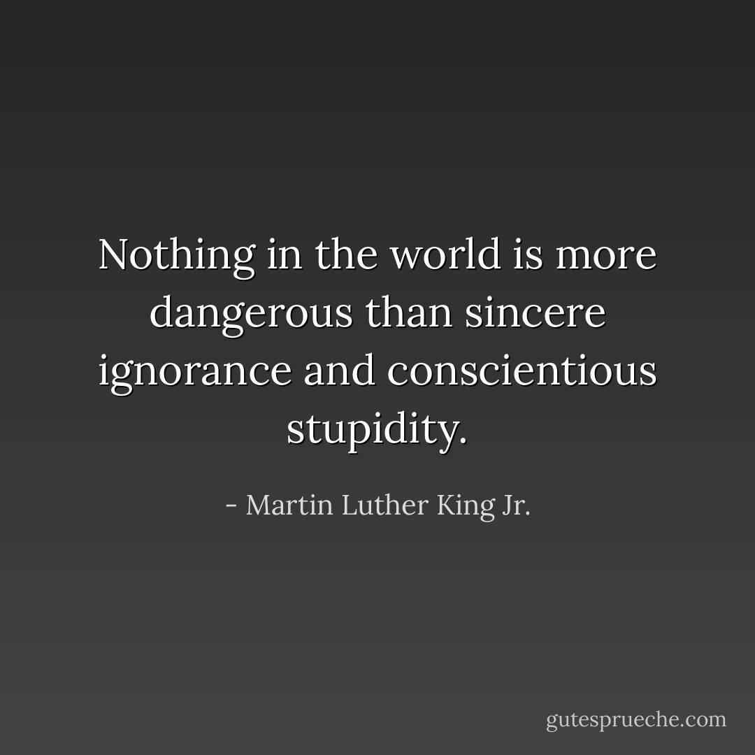 Nothing in the world is more dangerous than sincere ignorance and conscientious stupidity. - Martin Luther King Jr.