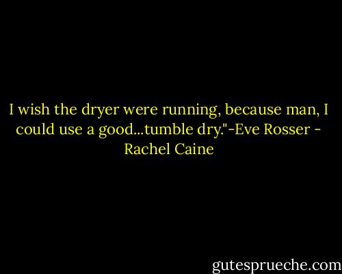 I wish the dryer were running, because man, I could use a good...tumble dry."-Eve Rosser - Rachel Caine