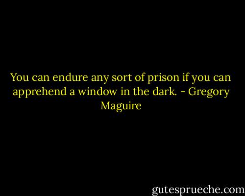 You can endure any sort of prison if you can apprehend a window in the dark. - Gregory Maguire