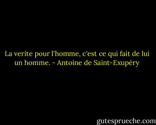 La verite pour l'homme, c'est ce qui fait de lui un homme. - Antoine de Saint-Exupéry