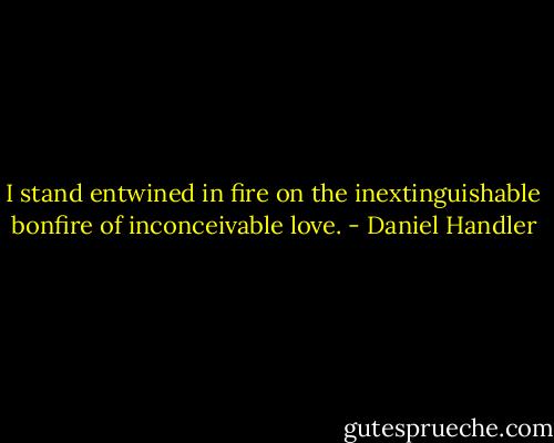 I stand entwined in fire on the inextinguishable bonfire of inconceivable love. - Daniel Handler