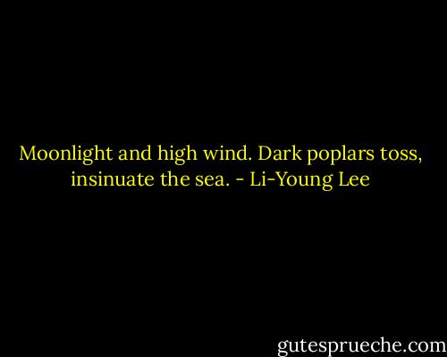 Moonlight and high wind.<br />Dark poplars toss, insinuate the sea. - Li-Young Lee