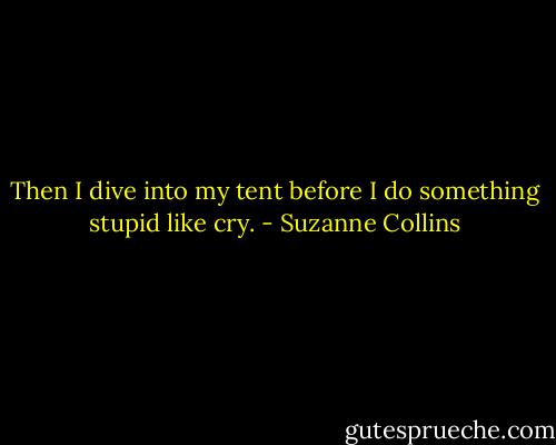Then I dive into my tent before I do something stupid like cry. - Suzanne Collins