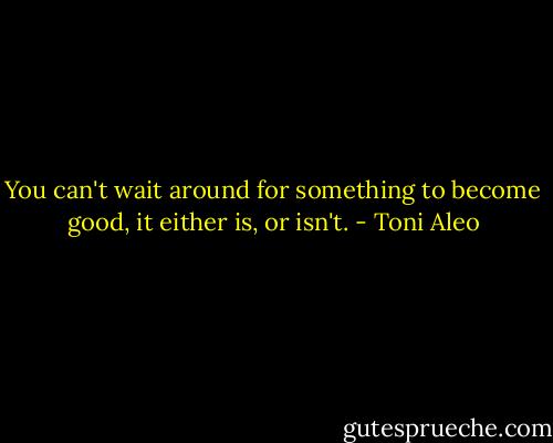 You can't wait around for something to become good, it either is, or isn't. - Toni Aleo