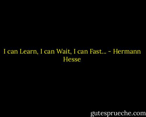 I can Learn, I can Wait, I can Fast... - Hermann Hesse
