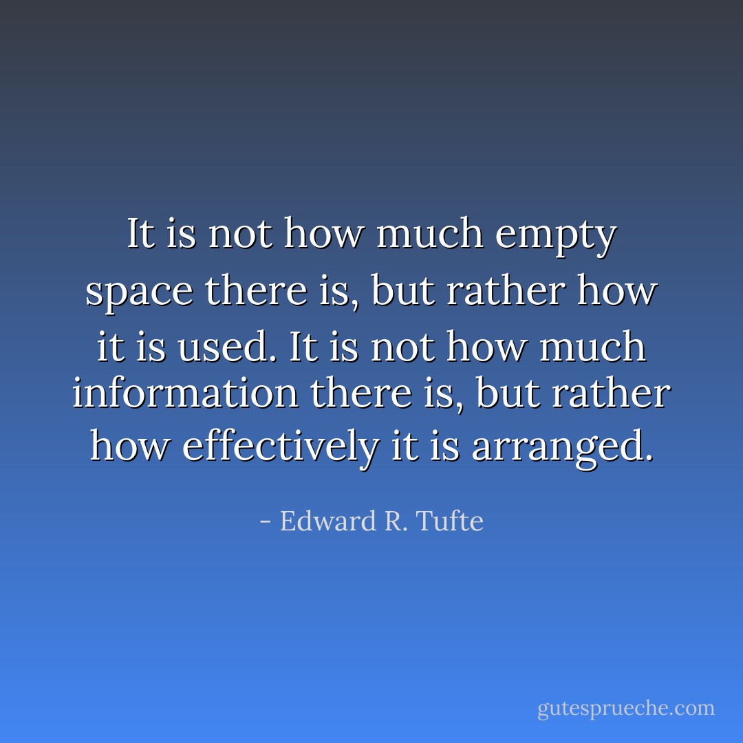 It is not how much empty space there is, but rather how it is used. It is not how much information there is, but rather how effectively it is arranged. - Edward R. Tufte