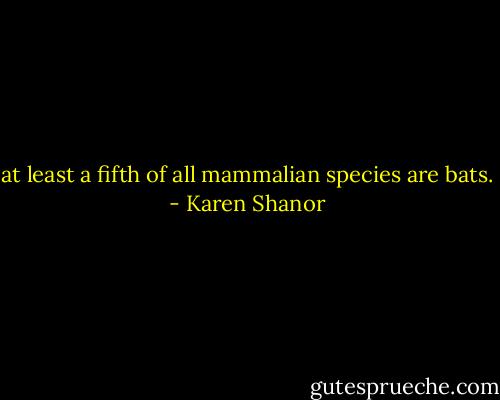 at least a fifth of all mammalian species are bats. - Karen Shanor