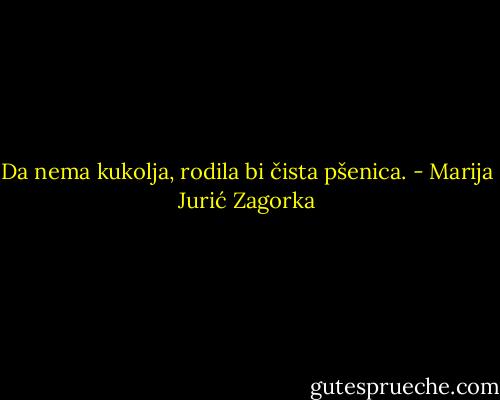 Da nema kukolja, rodila bi čista pšenica. - Marija Jurić Zagorka