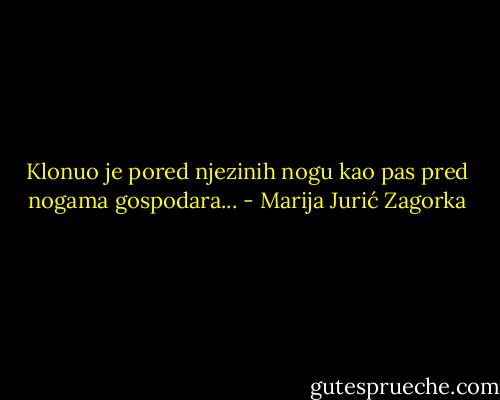 Klonuo je pored njezinih nogu kao pas pred nogama gospodara... - Marija Jurić Zagorka