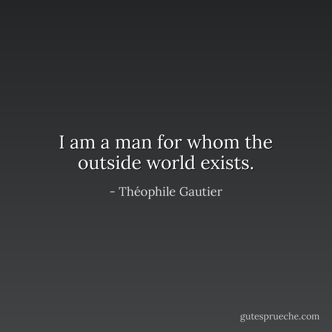I am a man for whom the outside world exists. - Théophile Gautier
