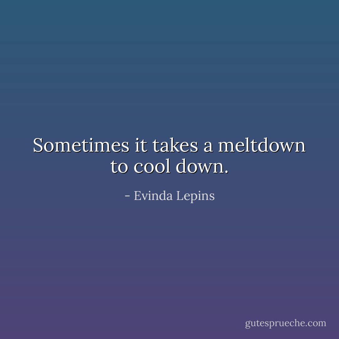 Sometimes it takes a meltdown to cool down. - Evinda Lepins