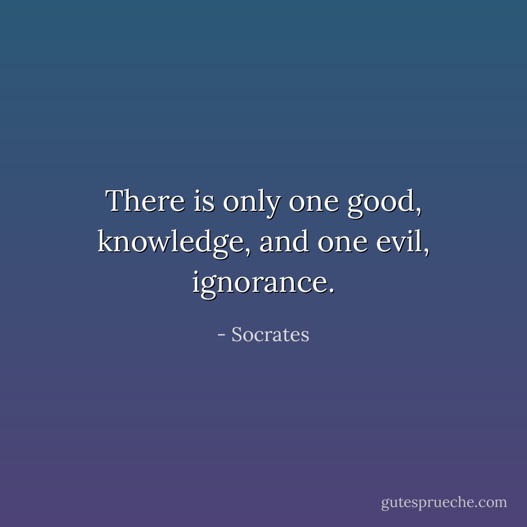 There is only one good, knowledge, and one evil, ignorance. - Socrates