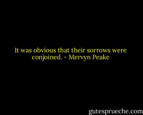 It was obvious that their sorrows were conjoined. - Mervyn Peake