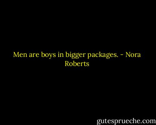Men are boys in bigger packages. - Nora Roberts