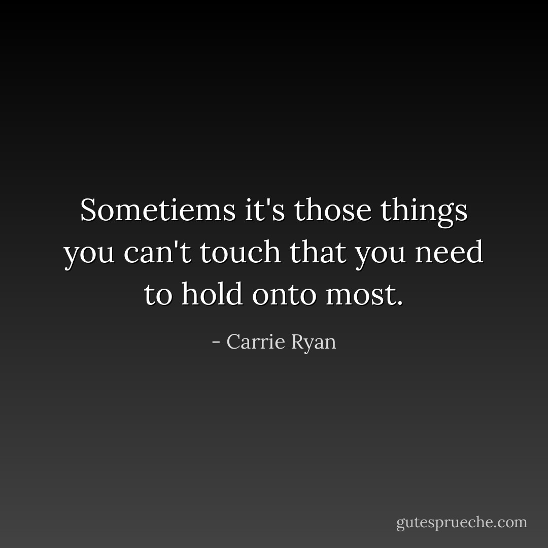 Sometiems it's those things you can't touch that you need to hold onto most. - Carrie Ryan
