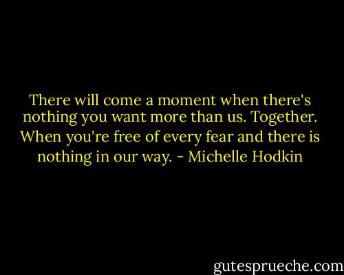 There will come a moment when there's nothing you want more than us. Together. When you're free of every fear and there is nothing in our way. - Michelle Hodkin
