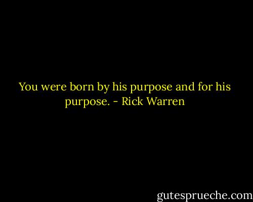 You were born by his purpose and for his purpose. - Rick Warren