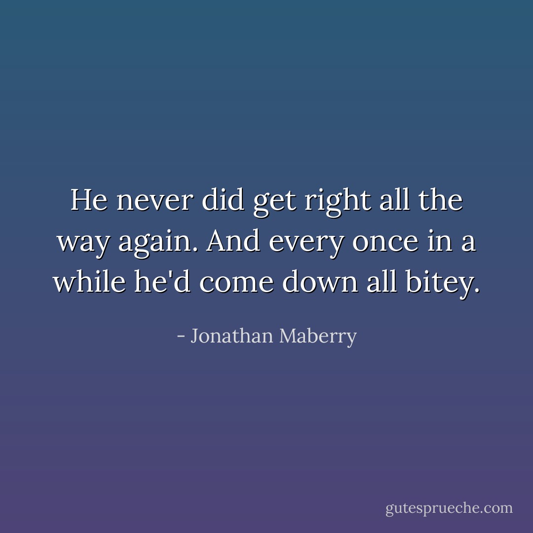 He never did get right all the way again. And every once in a while he'd come down all bitey. - Jonathan Maberry