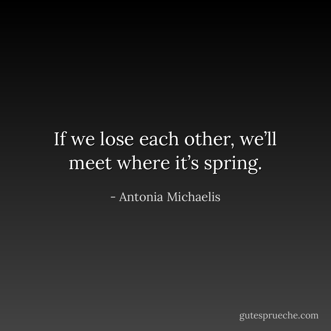 If we lose each other, we’ll meet where it’s spring. - Antonia Michaelis