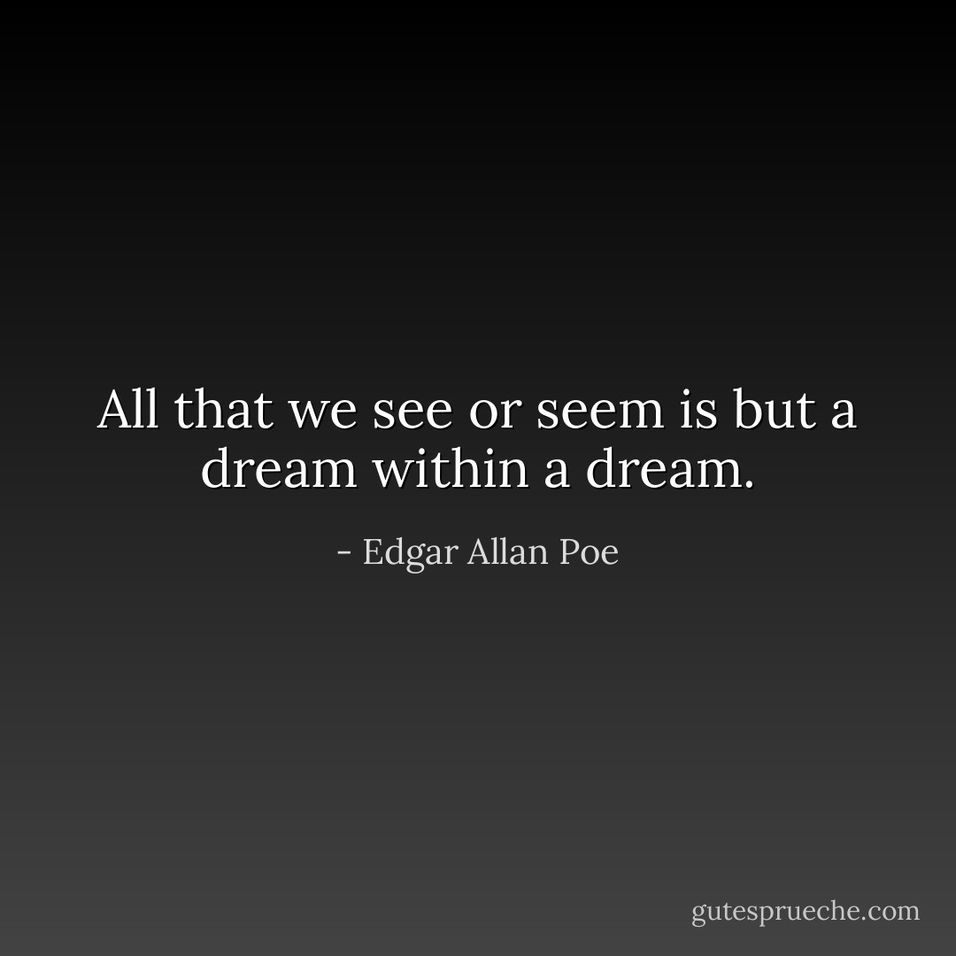 All that we see or seem is but a dream within a dream. - Edgar Allan Poe