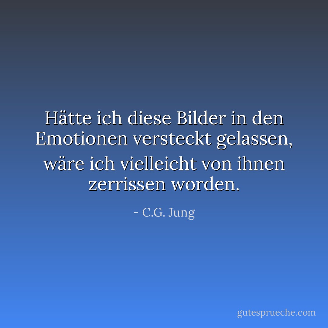 Hätte ich diese Bilder in den Emotionen versteckt gelassen, wäre ich vielleicht von ihnen zerrissen worden. - C.G. Jung<