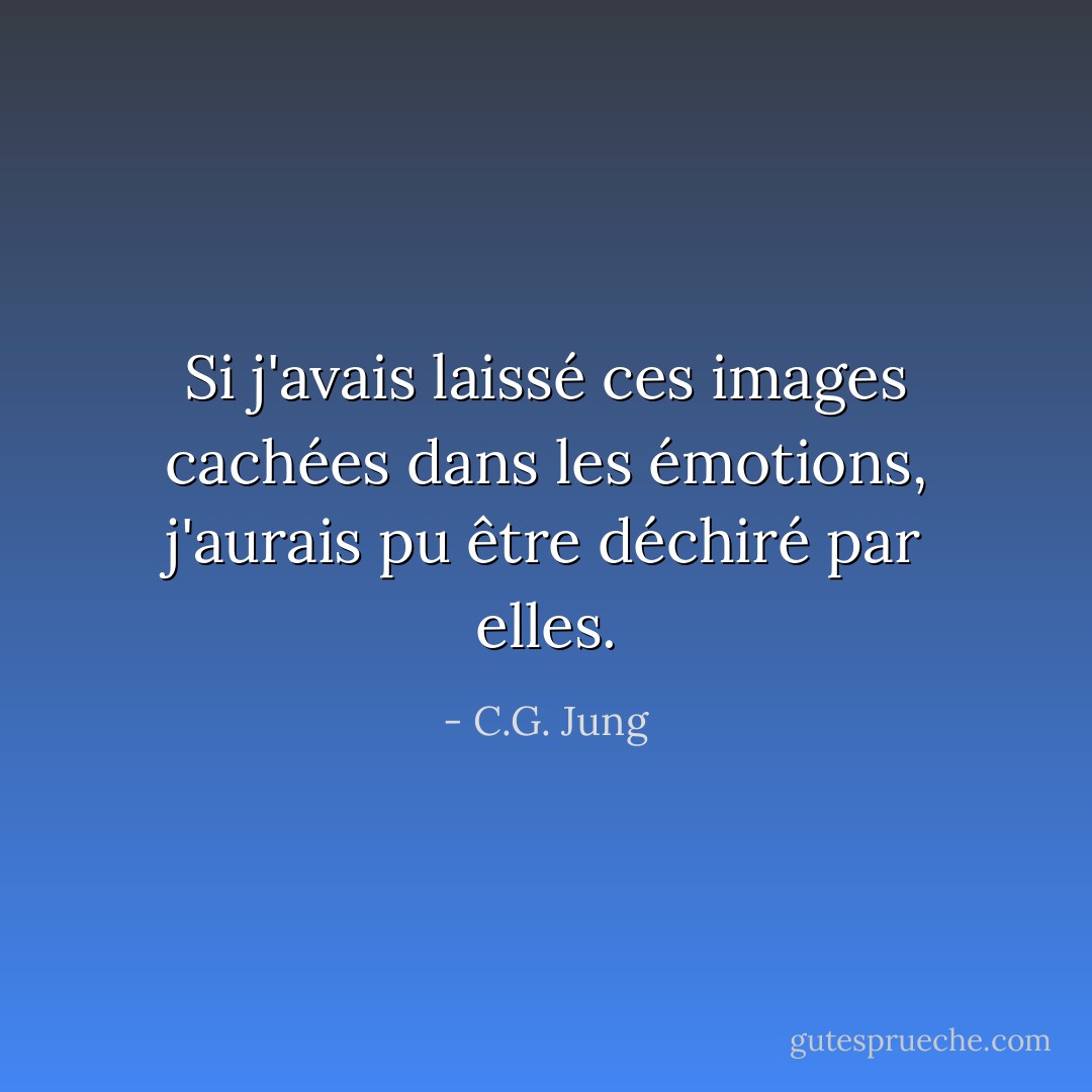 Si j'avais laissé ces images cachées dans les émotions, j'aurais pu être déchiré par elles. - C.G. Jung