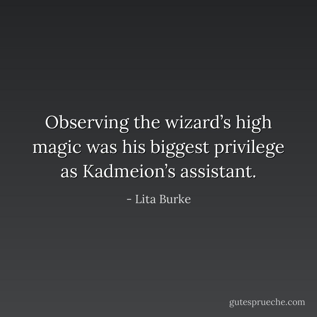 Observing the wizard’s high magic was his biggest privilege as Kadmeion’s assistant. - Lita Burke