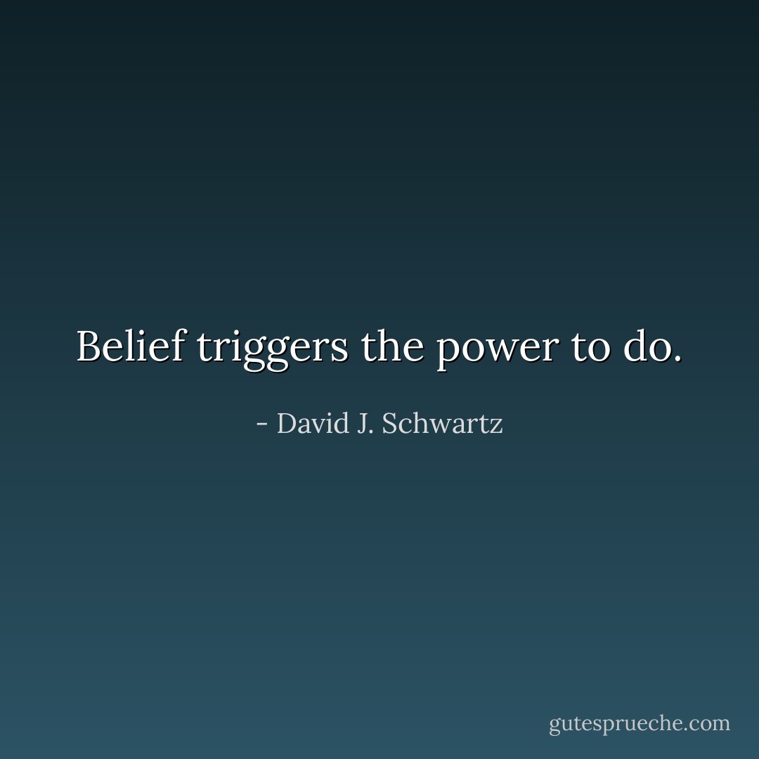 Belief triggers the power to do. - David J. Schwartz