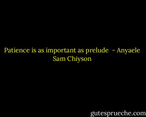 Patience is as important as prelude  - Anyaele Sam Chiyson